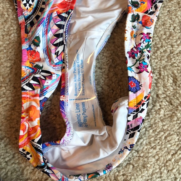 La Blanca Majorca Bikini Bottom orange white swim suit bathing  12 14 - Picture 6 of 7